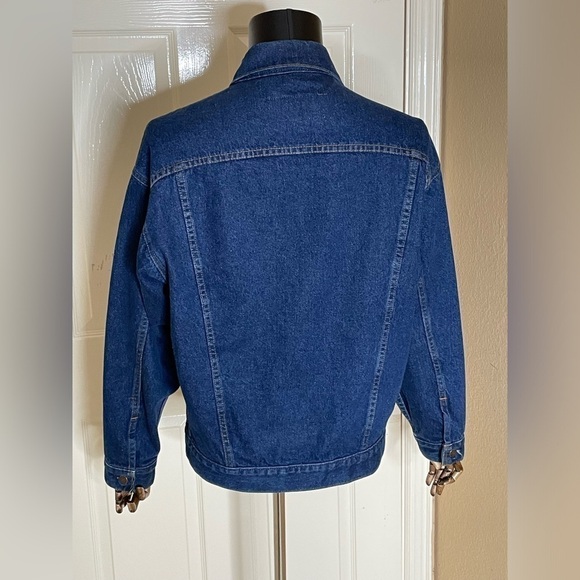 Vintage J Peterman Jacket Mens Large Denim Dark Blue Trucker Made in USA Button - Picture 5 of 11